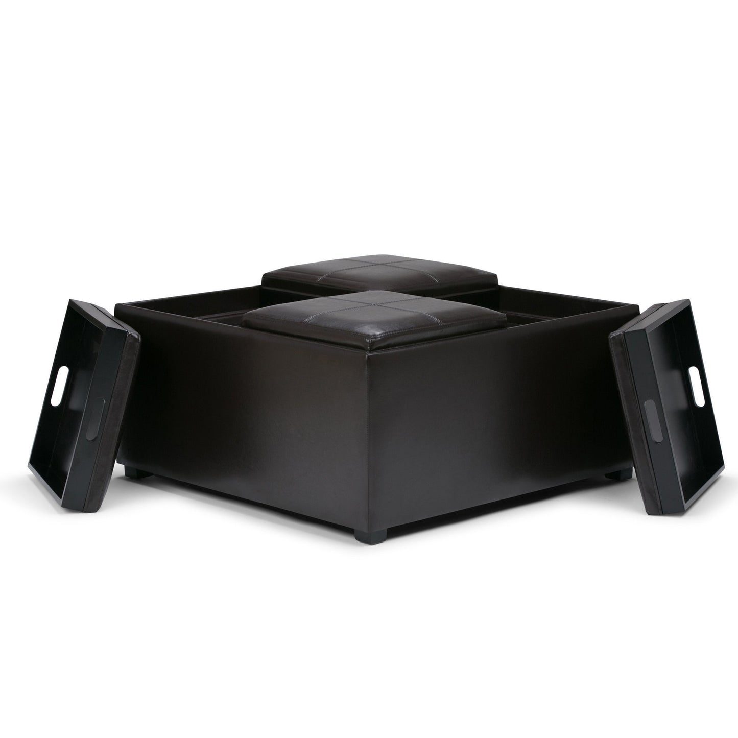 Tanners Brown Vegan Leather | Avalon Vegan Leather Square Coffee Table Storage Ottoman