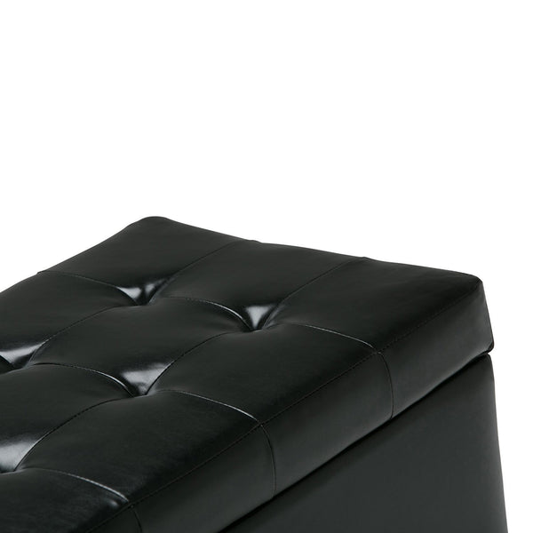 Midnight Black Vegan Leather | Cosmopolitan Vegan Leather Storage Ottoman