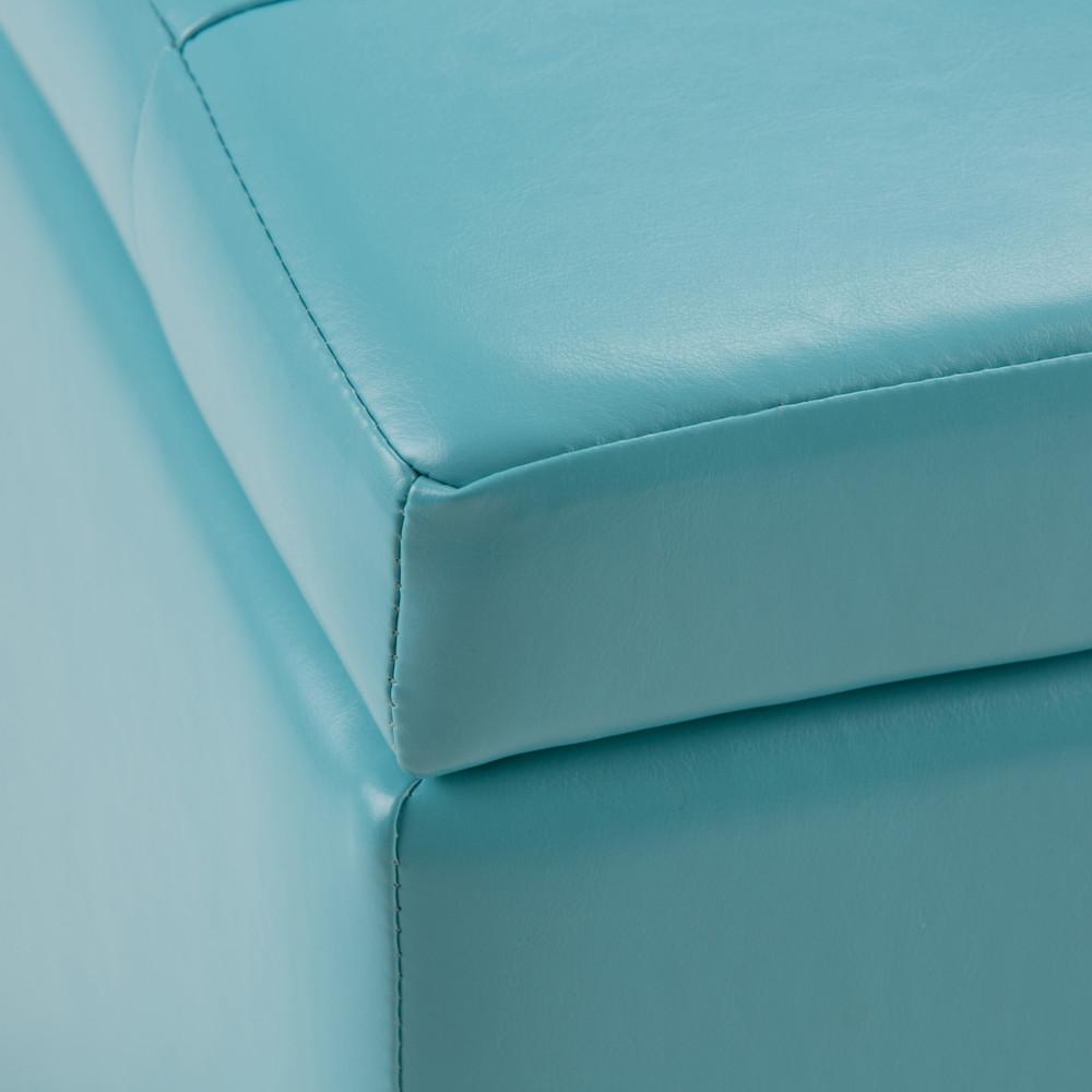 Soft Blue Vegan Leather | Cosmopolitan Vegan Leather Storage Ottoman