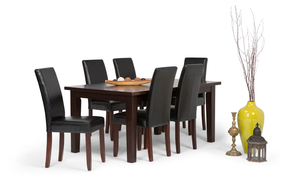 Midnight Black Vegan Leather | Acadian 7 Piece Dining Set