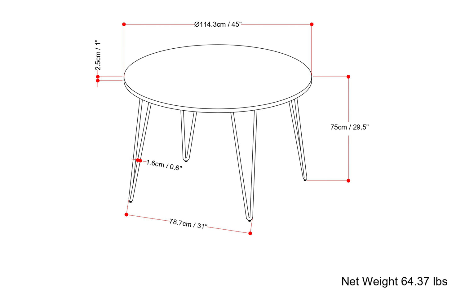Hunter 45 Inch Round Dining Table