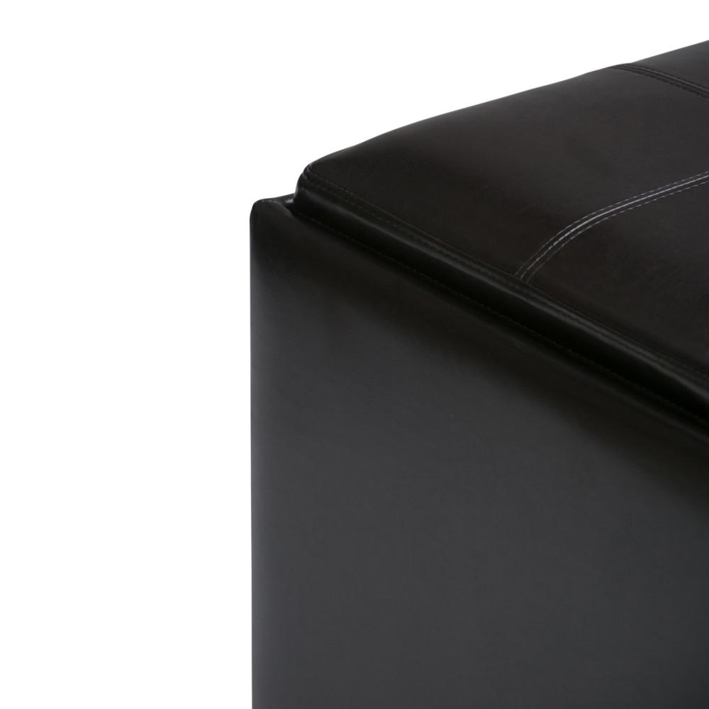 Tanners Brown Vegan Leather | Avalon Vegan Leather Square Coffee Table Storage Ottoman