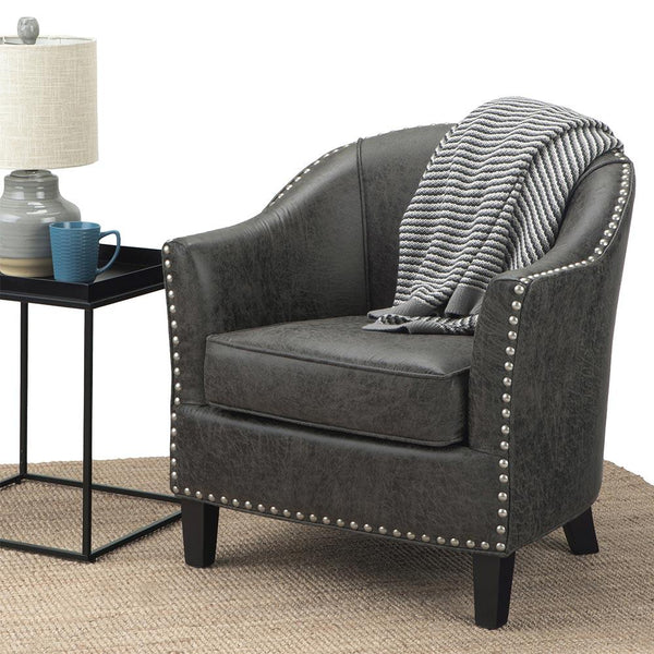 Distressed Charcoal Distressed Vegan Leather | Kildare Tub Chair
