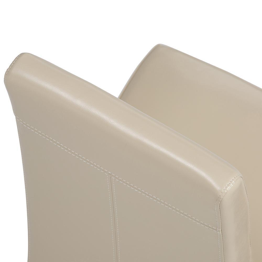 Satin Cream Vegan Leather | Acadian Faux Leather Parson Dining Chair (Set of 2)