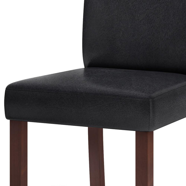 Distressed Black Distressed Vegan Leather | Acadian Linen Look Fabric Parson Dining Chair (Set of 2)