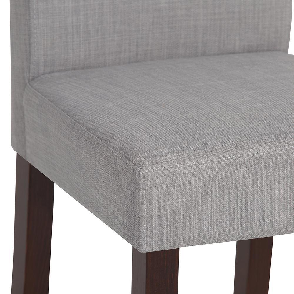 Dove Grey Linen Style Fabric | Acadian Faux Leather Parson Dining Chair (Set of 2)