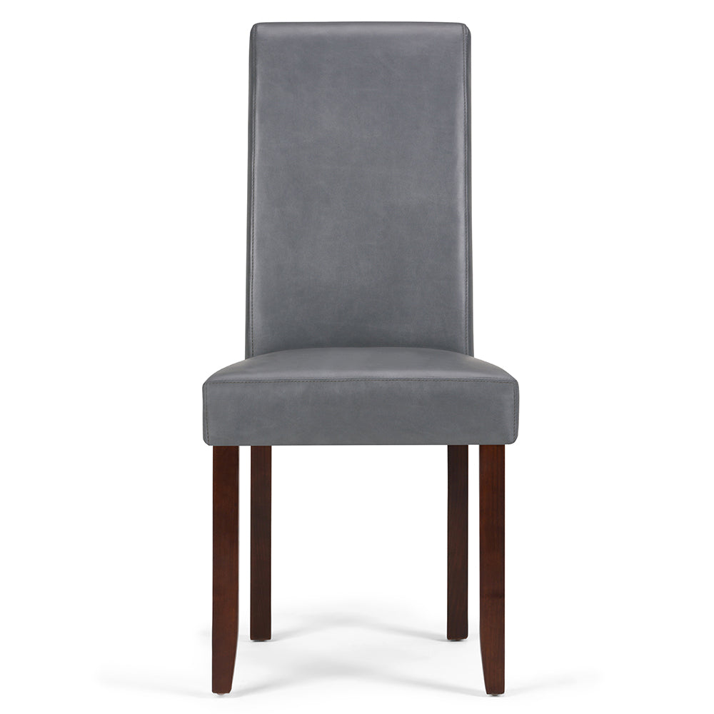 Stone Grey Vegan Leather | Acadian Linen Look Fabric Parson Dining Chair (Set of 2)