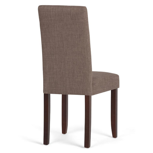Light Mocha Linen Style Fabric | Acadian Faux Leather Parson Dining Chair (Set of 2)