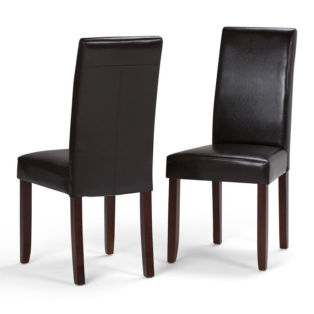 Tanners Brown Vegan Leather | Acadian Faux Leather Parson Dining Chair (Set of 2)