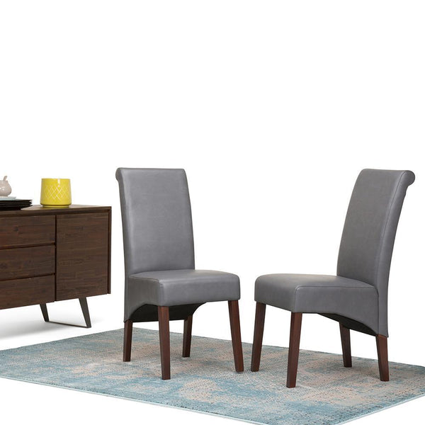 Stone Grey Vegan Leather | Avalon Deluxe Parson Dining Chair (Set of 2)