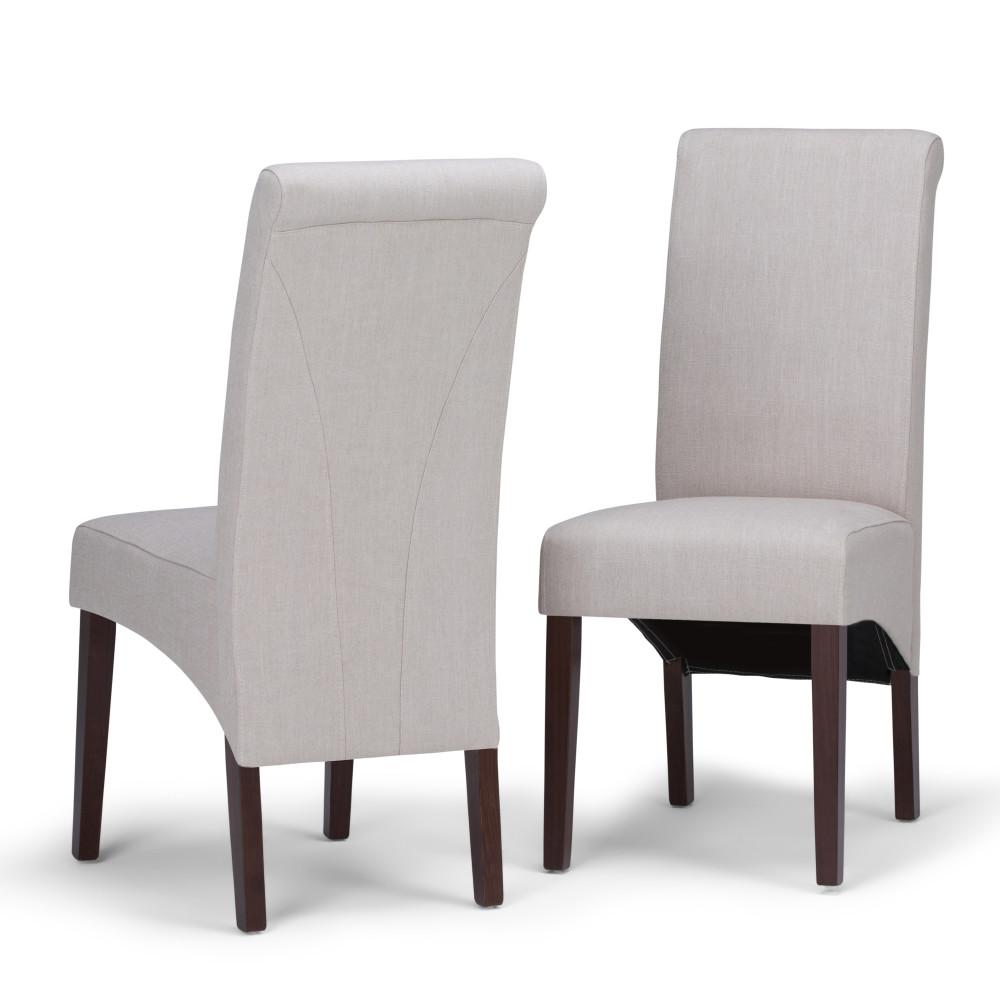 Light Beige Linen Style Fabric | Avalon Deluxe Parson Dining Chair (Set of 2)