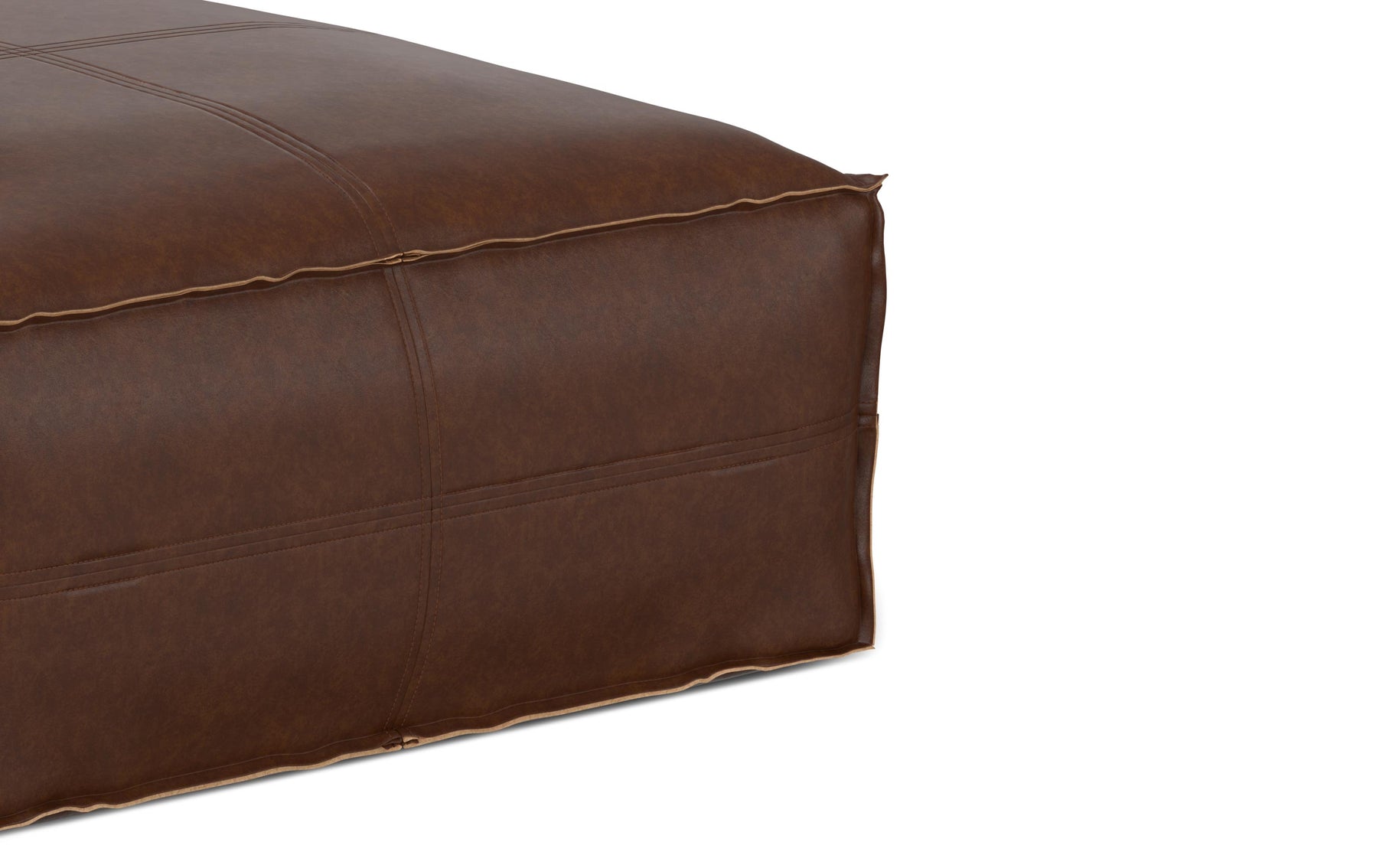 Distressed Dark Brown | Brody Large Square Coffee Table Pouf