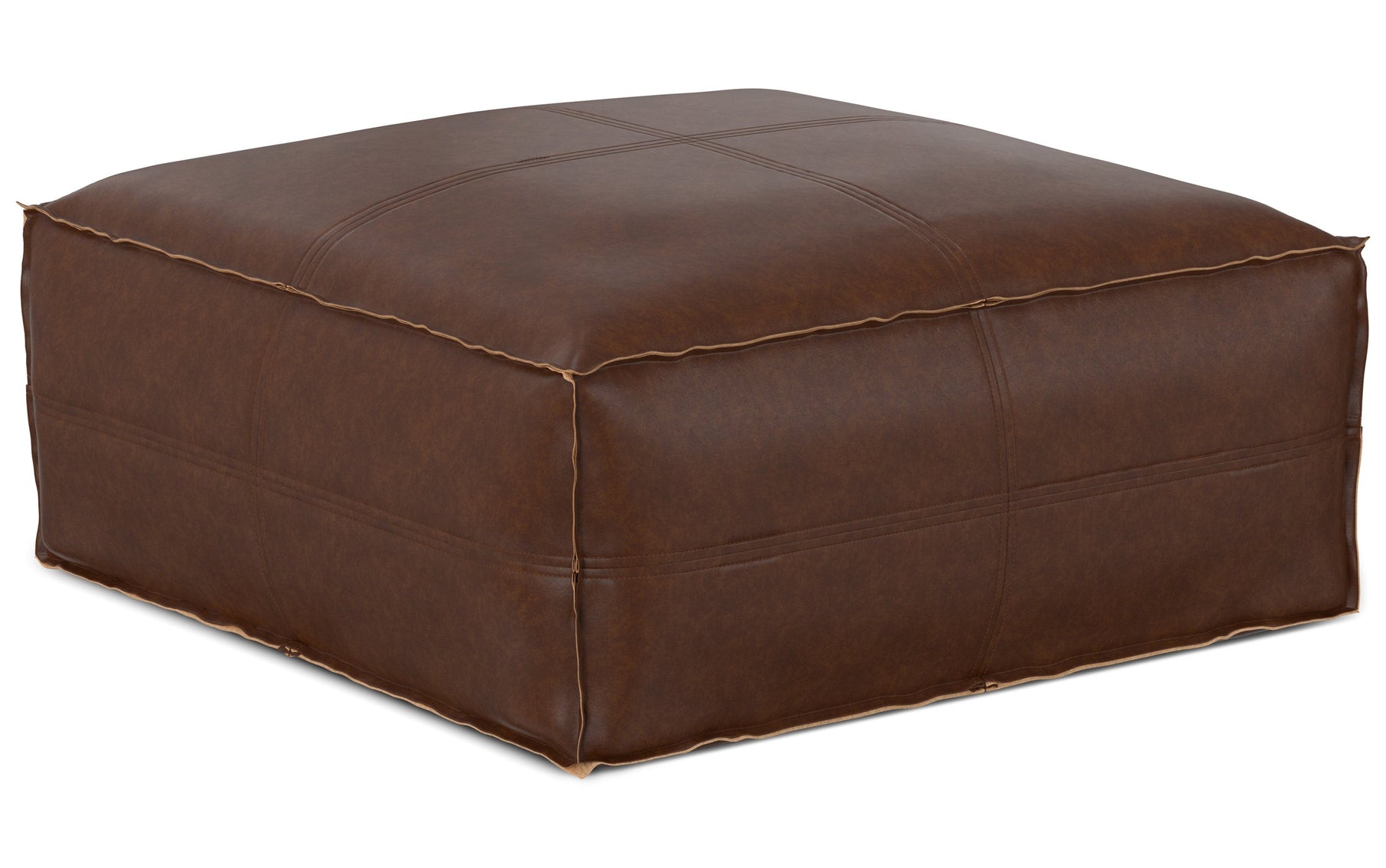 Distressed Dark Brown | Brody Large Square Coffee Table Pouf